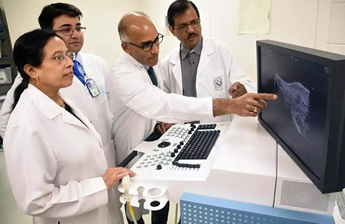 钻研人员在查抄胰腺癌图像（图片起源:北达科他州大学）